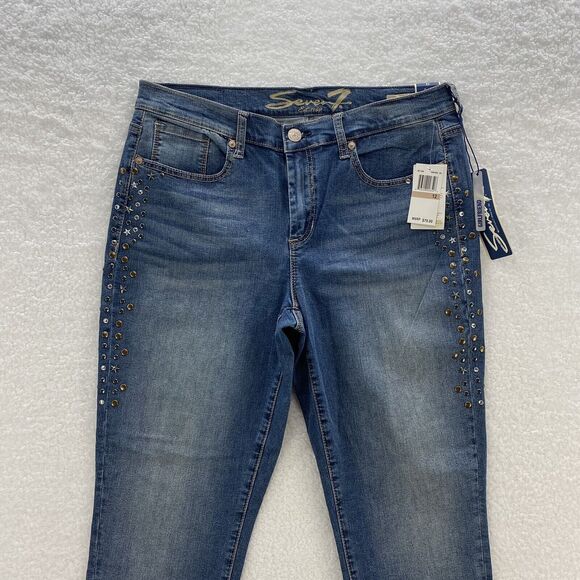 Seven 7 For All Mankind Girlfriend Jeans Women's 12 Blue Distressed Denim - Picture 4 of 16